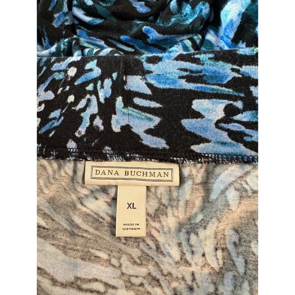 Dana Buchman Blue & Black Abstract Print Women's XL Midi Skirt Elastic Waist - Picture 5 of 6